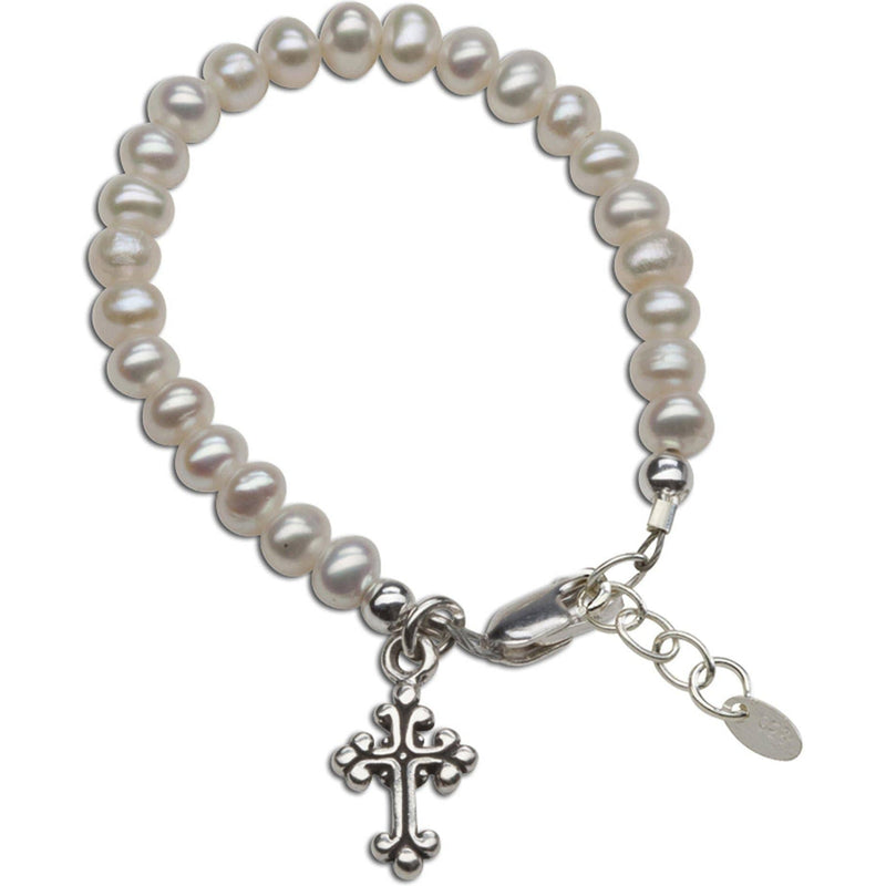 Cherished Moments Olivia Sterling Silver Pearl Cross Baby & Childs Bracelet