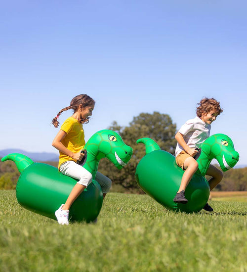 Hearthsong Inflatable Ride-On Hop 'n Go Dinosaurs, Set of Two