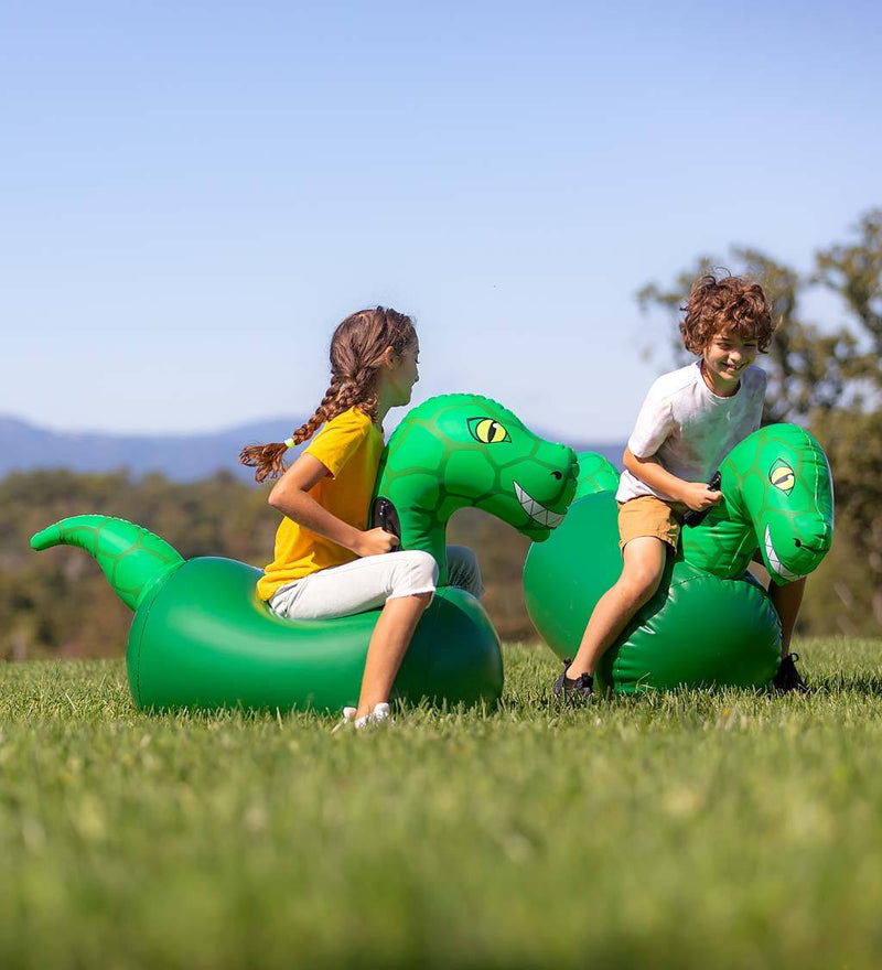 Hearthsong Inflatable Ride-On Hop 'n Go Dinosaurs, Set of Two