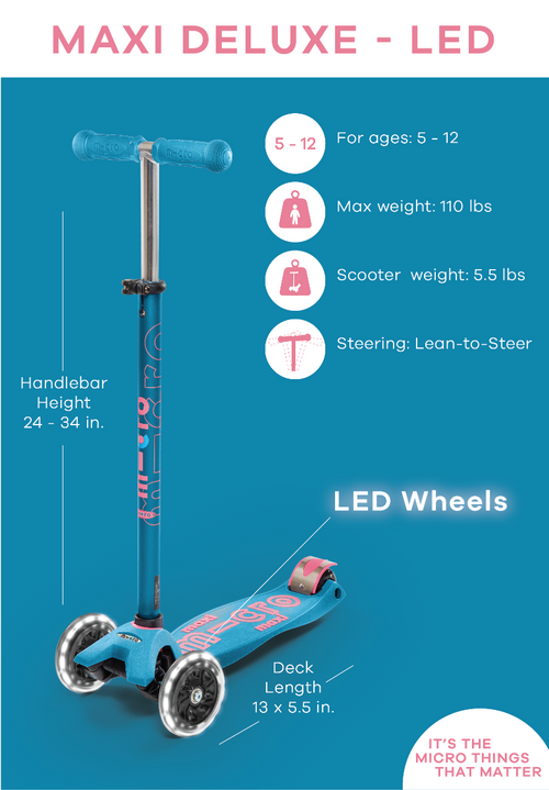 Micro Kickboard-Maxi LED Deluxe Ages 5-12