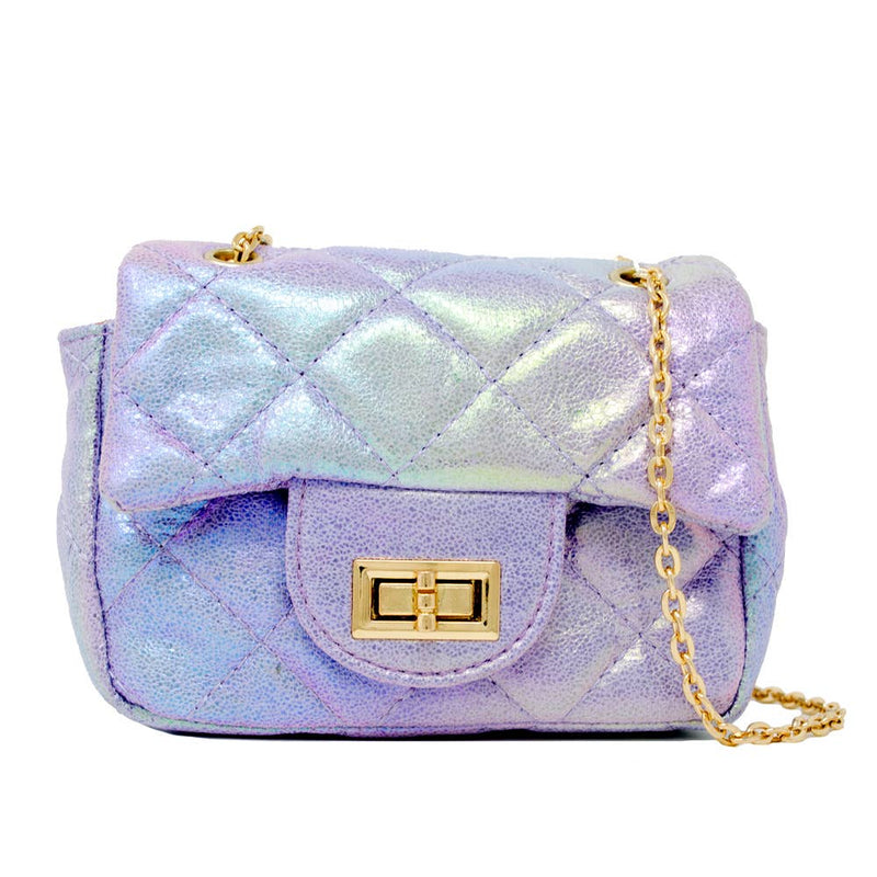 Tiny Treats Classic Quilted Shiny Mini Bag: Purple