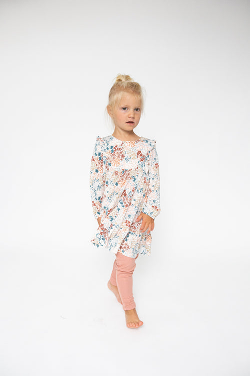 Angel Dear Painted Fall Floral Ruffle Tiered Dress + Legging