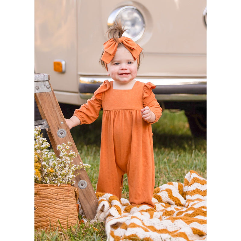 Mabel + Honey Tangerine Textured Knit Romper