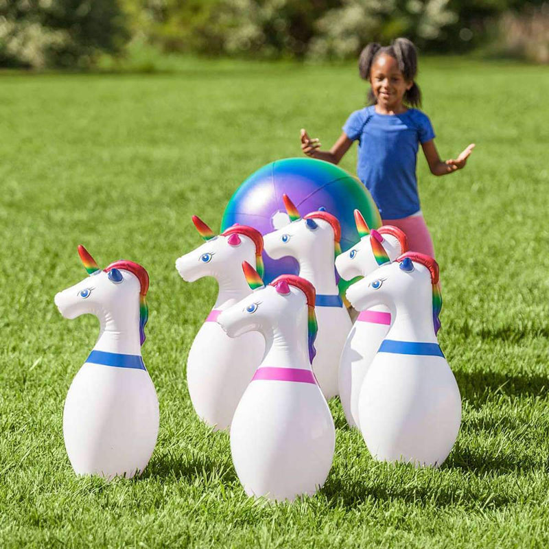 Hearthsong Giant Inflatable Unicorn Bowling