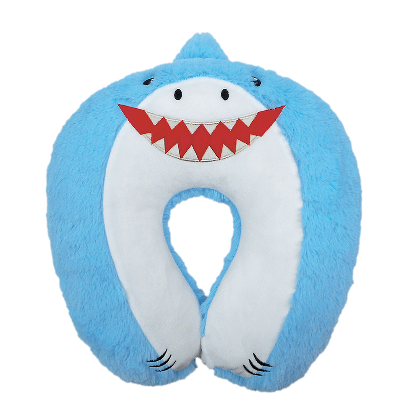 Iscream Shark Furry Neck Pillow with Snap Closure