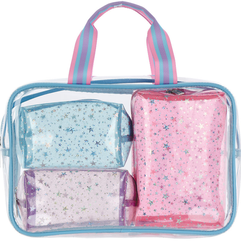 Iscream Color Block Clear Cosmetic Bag Set