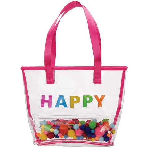 Iscream Happy Pom Poms Clear Tote Bag
