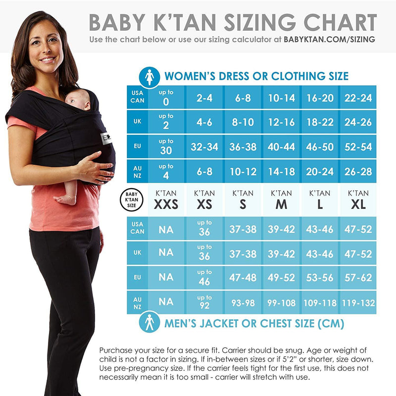  Baby K'tan Breeze Baby Wrap Carrier, Infant and Child Sling -  Simple Wrap Holder for Babywearing - No Rings or Buckles - Carry Newborn up  to 35 lbs, Black, Large(W