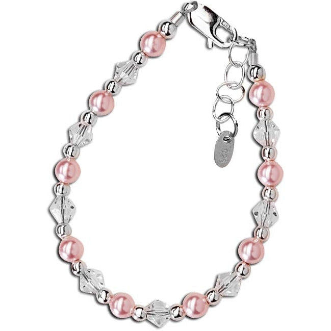 Cherished Moments Payton-Sterling Silver Pink Pearl Baby & Children's Bracelet