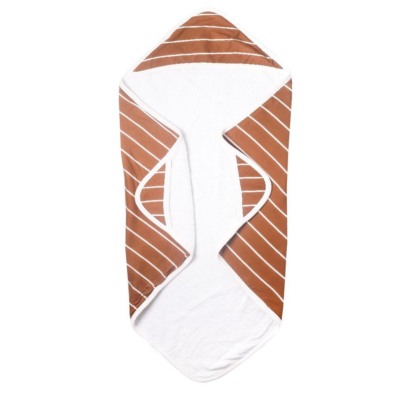 Copper Pearl Premium Knit Hooded Towel | Camel Stripe