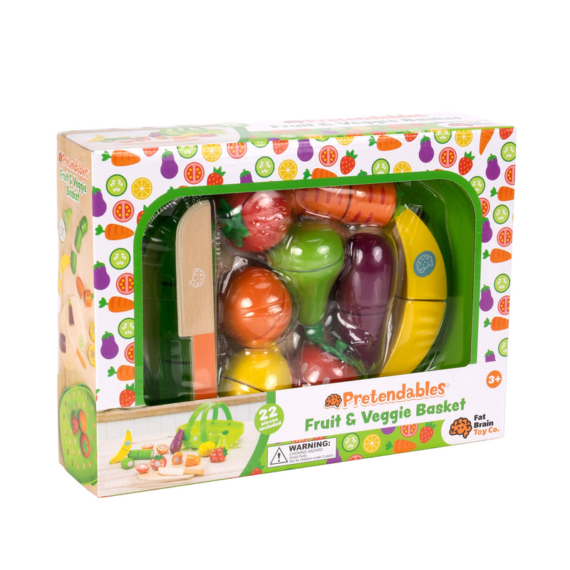 Fat Brain Pretendables Fruit & Veggie Basket Set