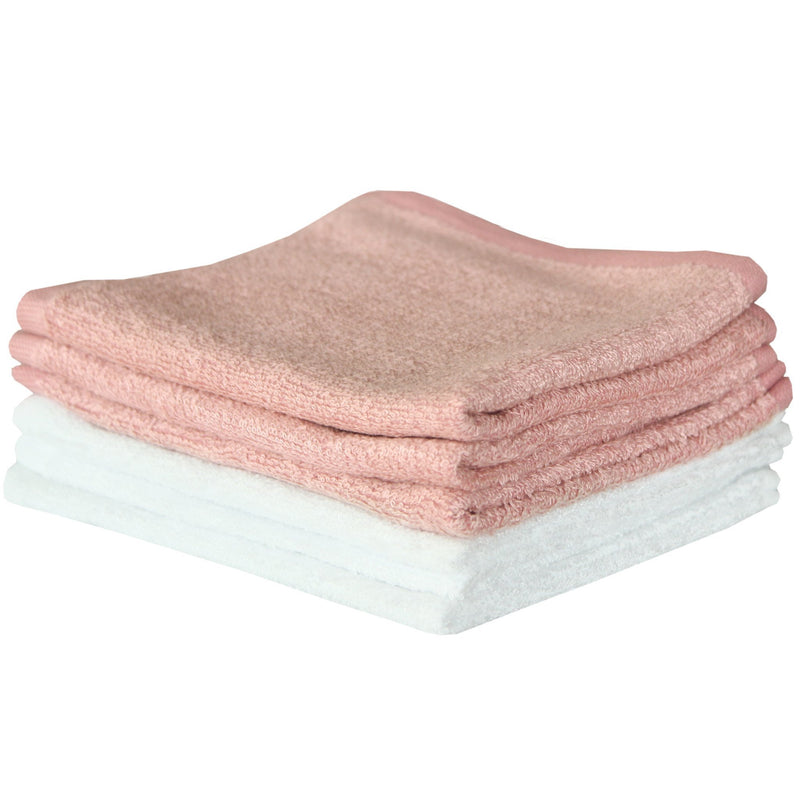 6 Bamboo Wash Cloths - Pink/White - Copper Pearl - 7
