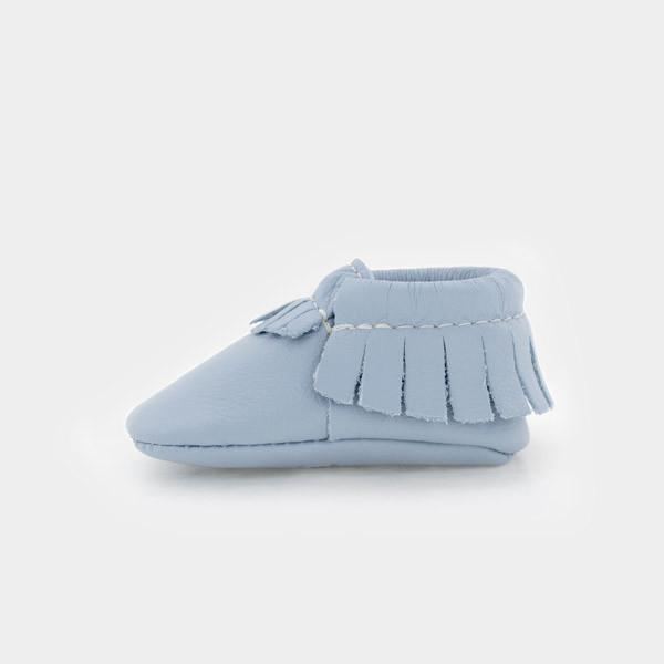 Freshly Picked Newborn Moccasin Powder Blue Storkland Kids Too