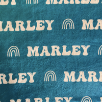 Sugar + Maple Plush Minky Fleece Personalized Blanket | Rainbow Icon Repeating Name