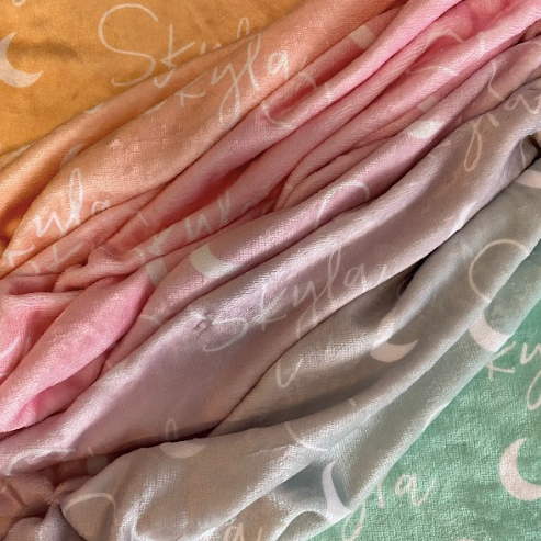 Sugar + Maple Plush Minky Fleece Personalized Blanket | Seashell Ombre