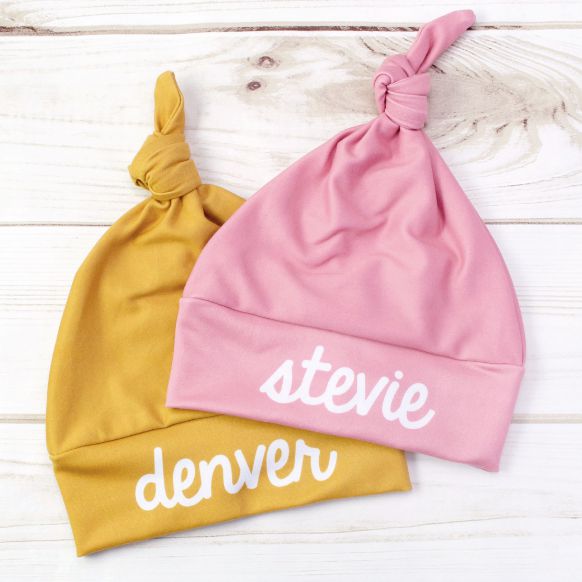Sugar + Maple Personalized Knotted Baby Hat | Centered Name
