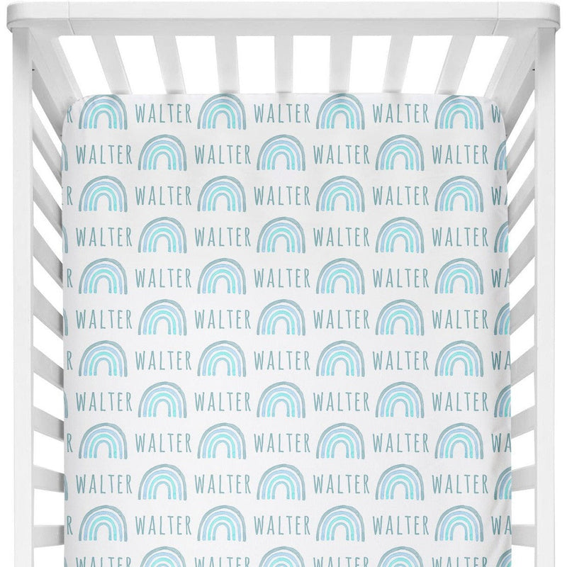 Sugar + Maple Personalized Crib Sheet | Rainbow
