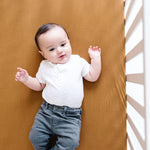 Copper Pearl Premium Crib Sheet | Camel