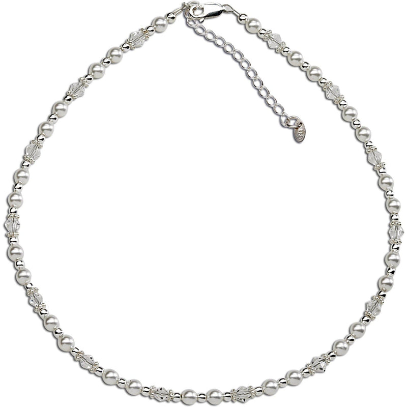 Cherished Moments Sterling Silver Girls Pearl/Crystal Necklace for Kids Hope