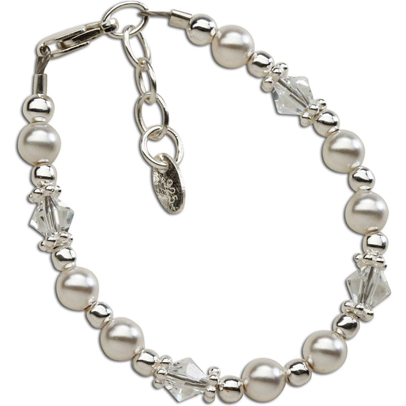 Cherished Moments Hope Sterling Silver Pearl / Crystal Baby & Kids Bracelet