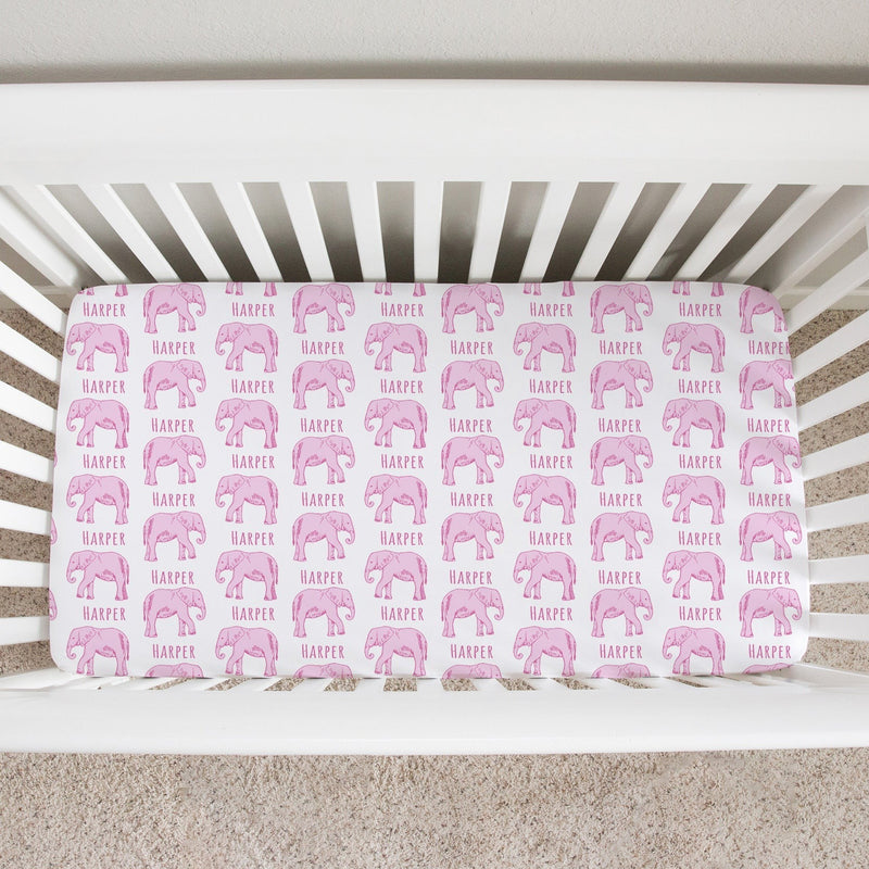 Sugar + Maple Personalized Crib Sheet | Elephant