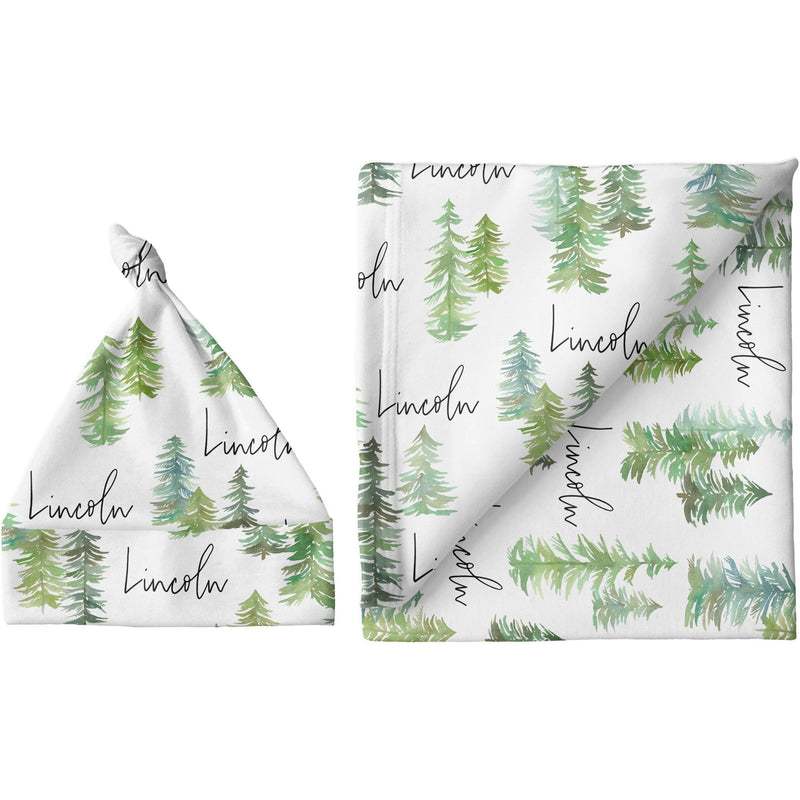 Sugar + Maple Personalized Blanket & Hat Set | Pine Tree