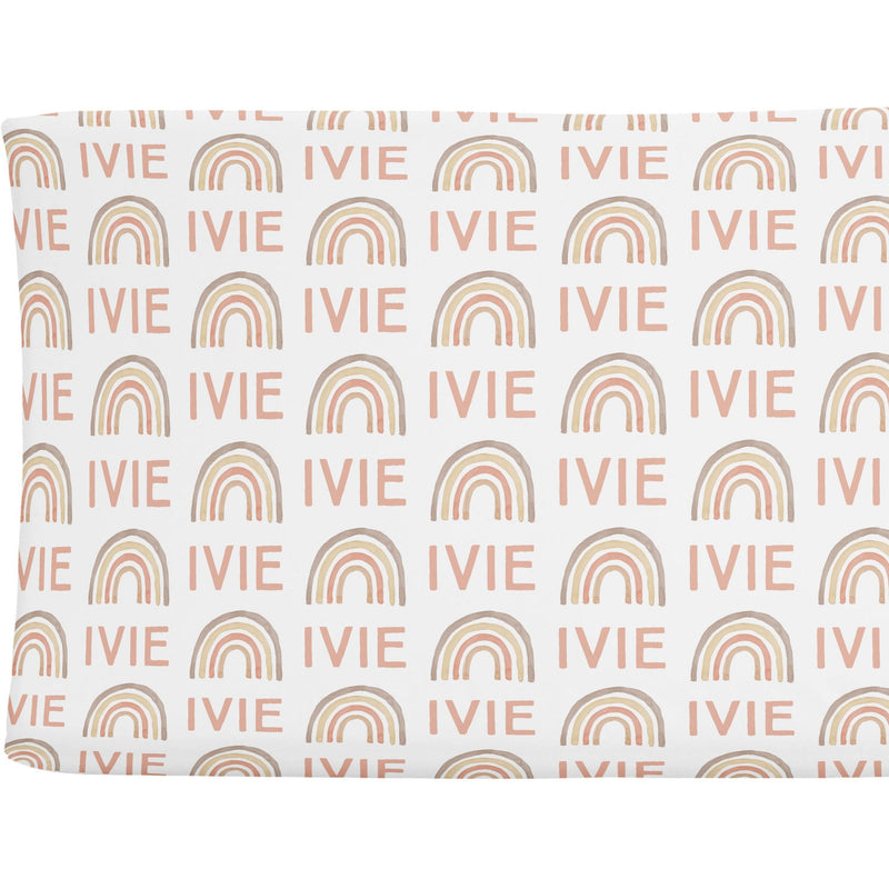 Sugar + Maple Personalized Changing Pad Cover | Rainbow