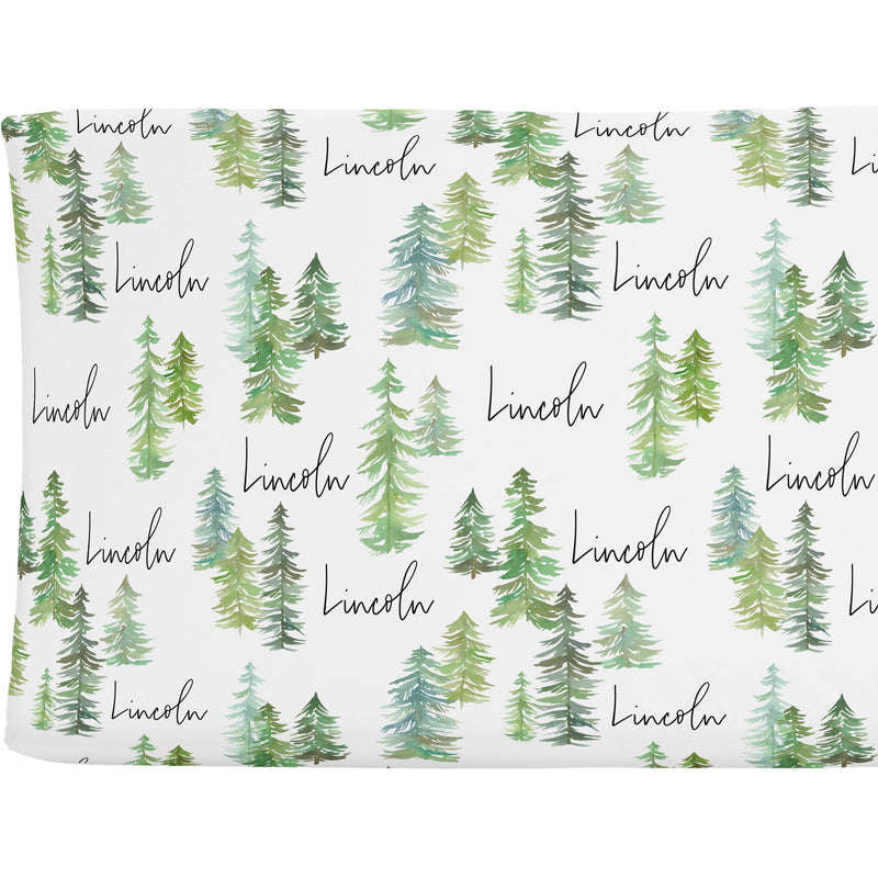 Sugar + Maple Personalized Changing Pad Cover | Pine Tree