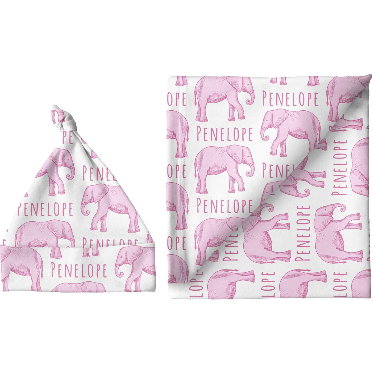 Sugar + Maple Personalized Blanket & Hat Set | Elephant