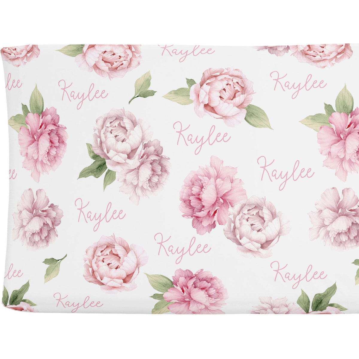 Sugar + Maple Personalized Changing Pad Cover | Peonies