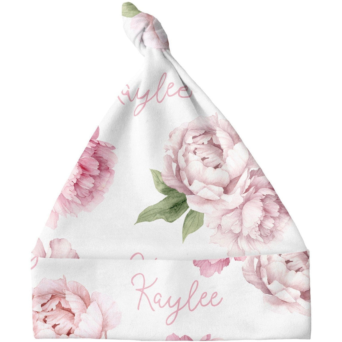 Sugar + Maple Personalized Knotted Baby Hat | Peonies