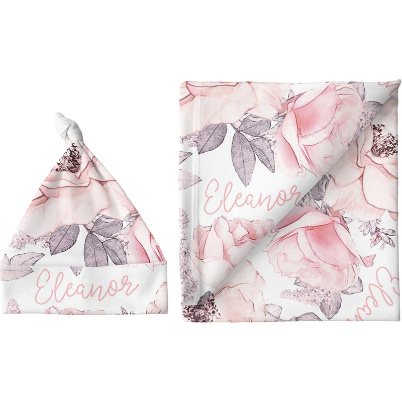 Sugar + Maple Personalized Blanket & Hat Set | Wallpaper Floral
