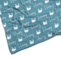 Sugar + Maple Plush Minky Fleece Personalized Blanket | Whale Icon Repeating Name